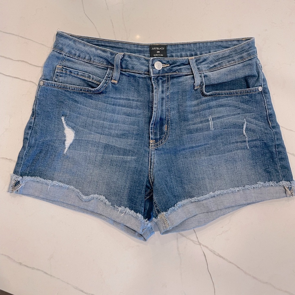 Just Black brand Jean Shorts, Cuffed & Frayed Edge, Size 28